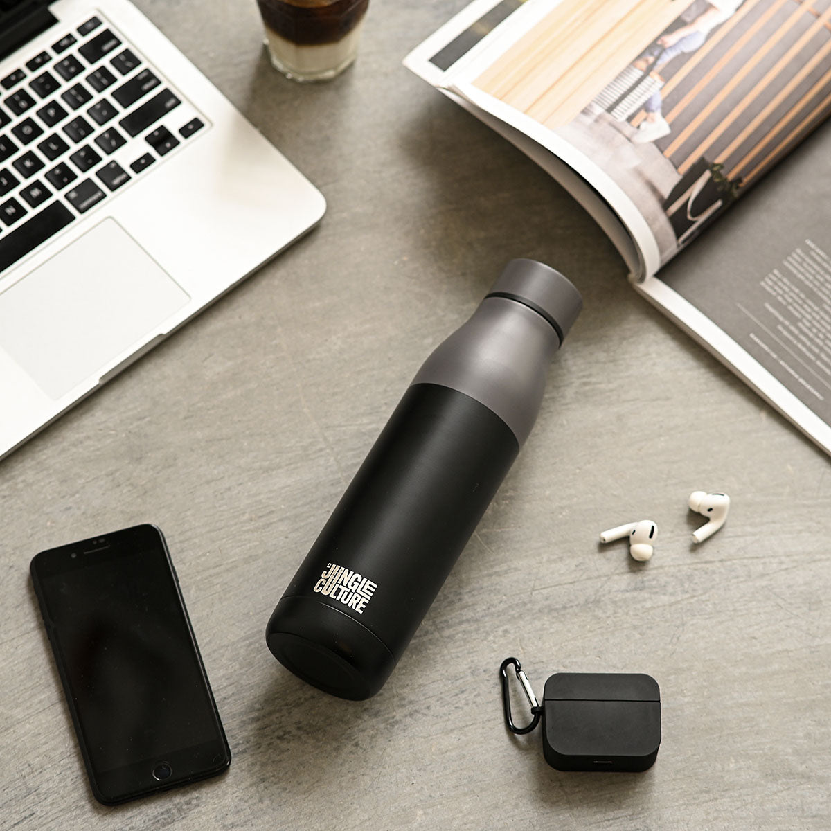 Reusable Stainless Steel Water Bottle (Matt Effect Black)