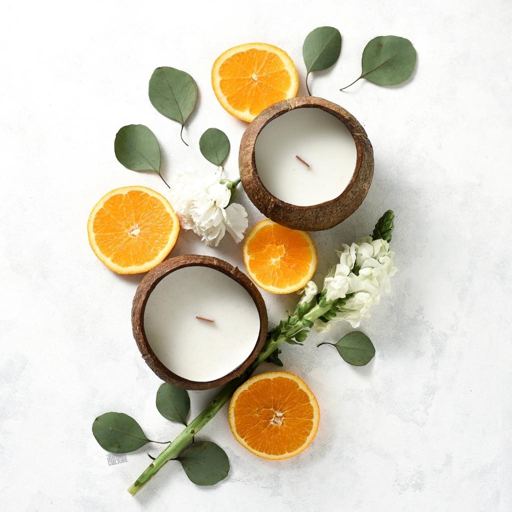Coconut Shell Candle - Citrus Lime Scent - Imagen 7