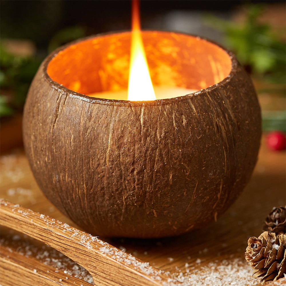 Coconut Shell Candle - Citrus Lime Scent - Imagen 3