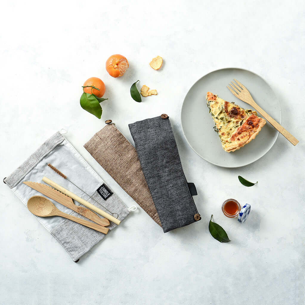 Bamboo Cutlery Set (Green bag) - Imagen 5