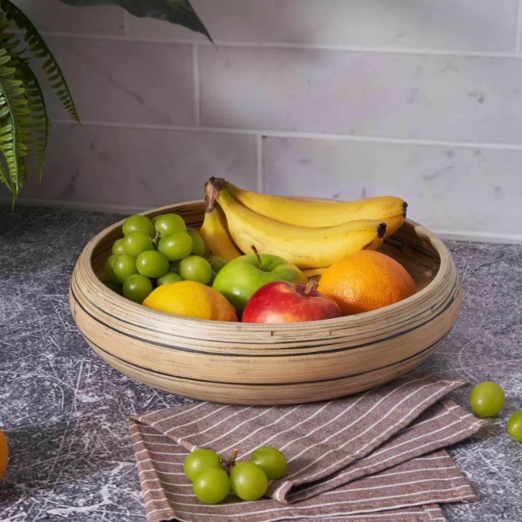 Bamboo Fruit Bowl & Home Decor Bowl (Dark Natural) - Imagen 4