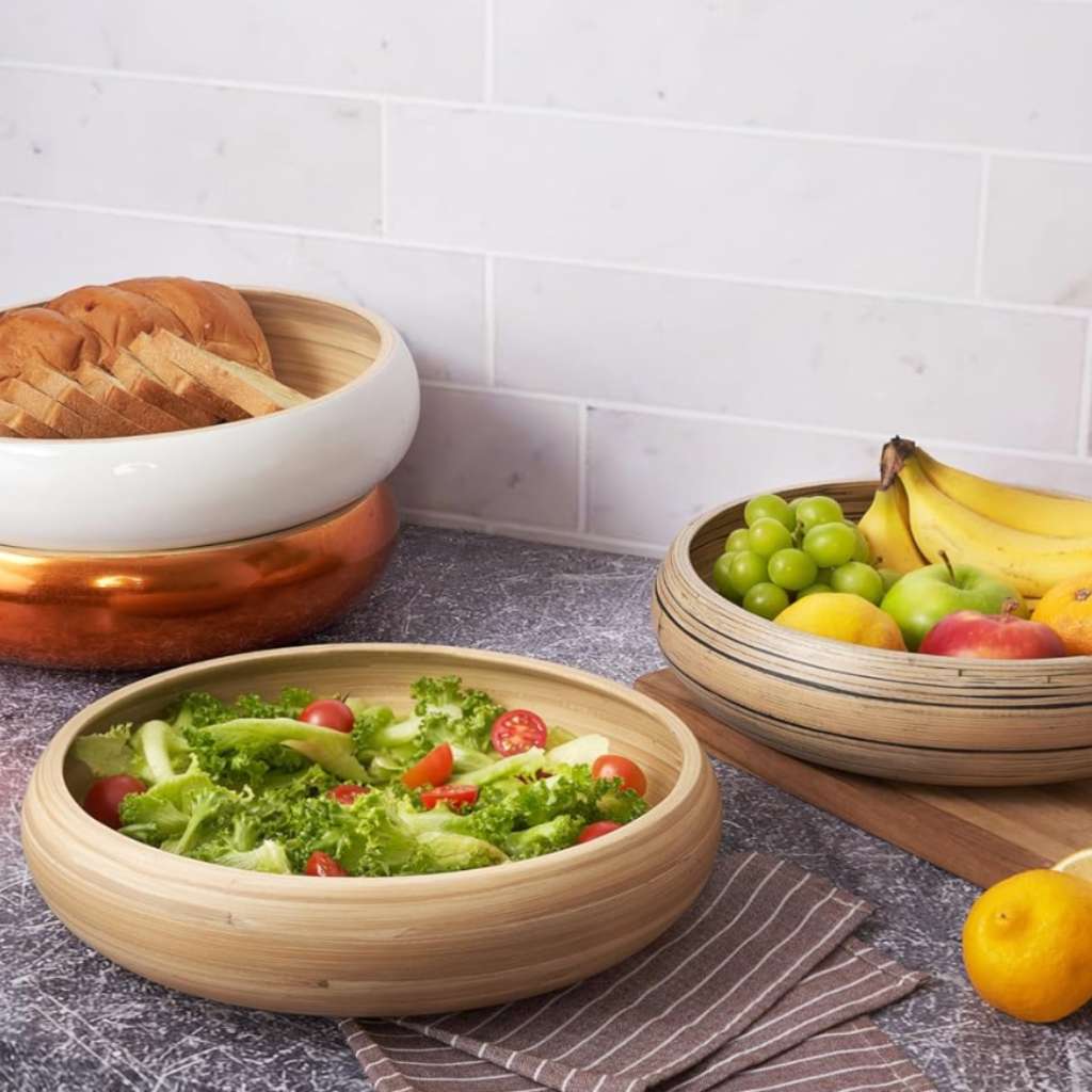 Bamboo Fruit Bowl & Home Decor Bowl (Dark Natural) - Imagen 5